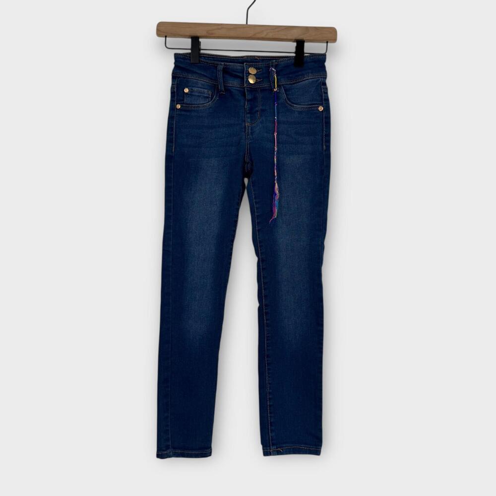 DKNY Girl’s Size 8 Blue Denim Stretch Skinny Leg Pull On Pants Jeggings - Picture 1 of 11
